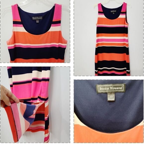3/$30 JESSICA HOWARD Maxi Stripped Dress Side Slit - Picture 3 of 10